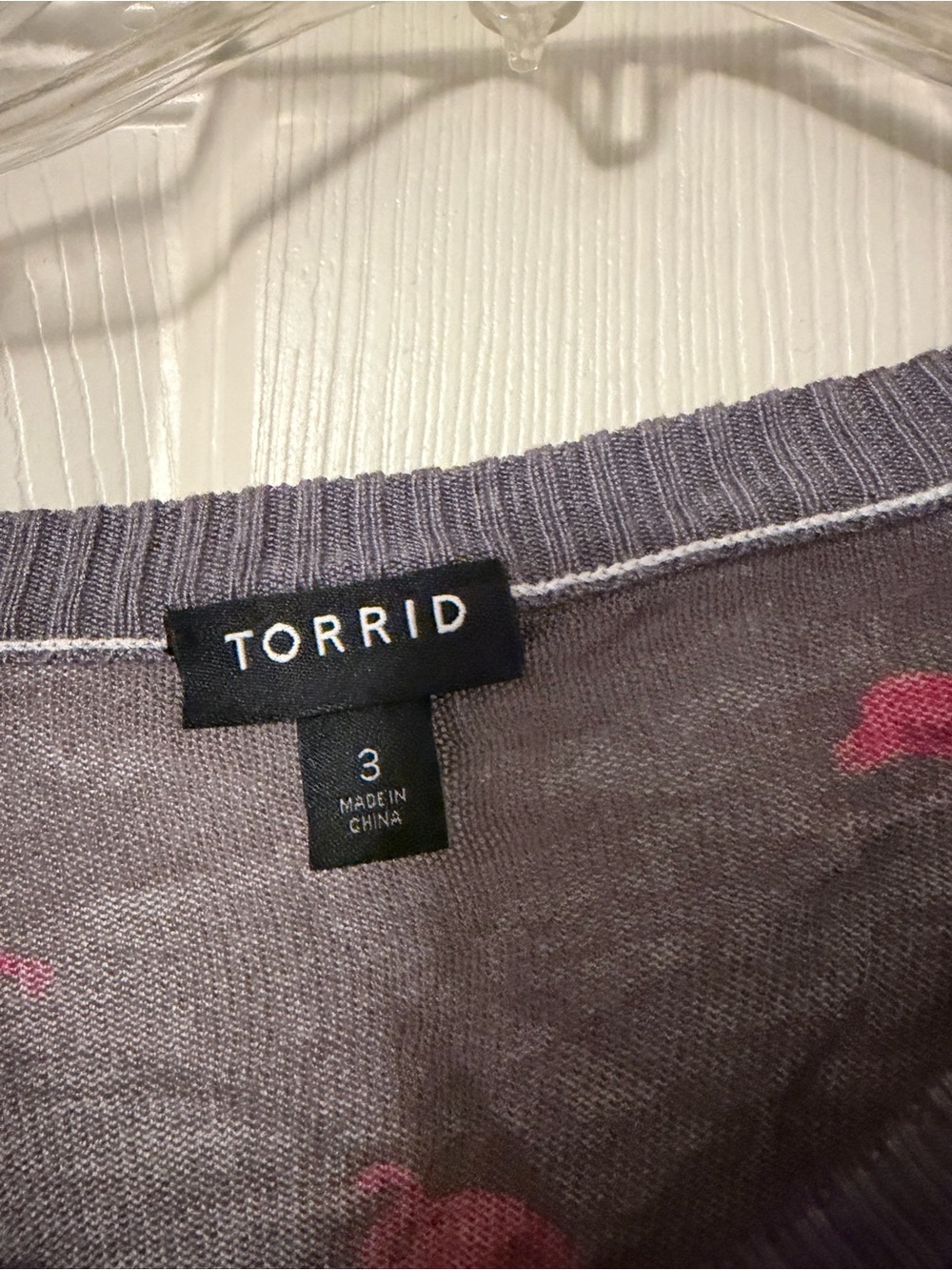torrid Gray Sweater with Pink Flamingo Motif - Picture 2 of 2
